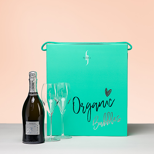 Love Organic Bubbles La Jara Gift Box avec 2 verres