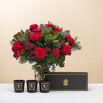 Füllen Sie Ihr Zuhause mit warmer Weihnachtsstimmung mit unserem großen Merry Christmas Bouquet und den luxuriösen Le Parfum de Nathalie Duftkerzen.