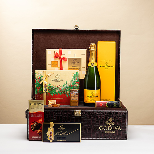 Godiva Holiday Chocolates Deluxe with Veuve Clicquot