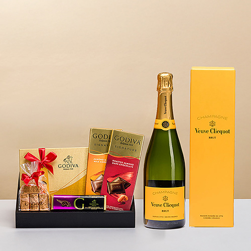 Plateau de chocolat Godiva Avec Veuve Clicquot