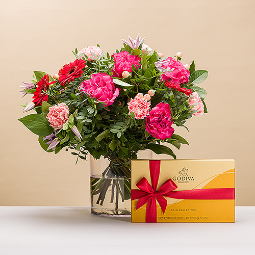 Bouquet de la Saint-Valentin avec du chocolat Godiva