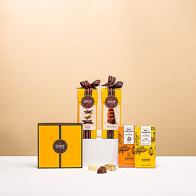 Envoyez le meilleur de Corné Port-Royal à votre amateur de chocolat préféré ! Depuis 1932, Corné Port-Royal utilise le meilleur cacao pour créer ses pralines et chocolats selon une recette authentique. Cette collection best-seller présente la vaste gamme de délicieux pralinés, truffes et pâtisseries spéciales au chocolat belge de Corné Port-Royal.