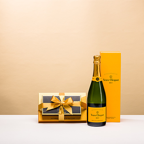 Godiva Tower Bestsellers avec Veuve Clicquot dans un coffret cadeau