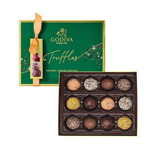 Godiva Christmas Truffles Chocolate Gift Box, 12 pcs Delivery in