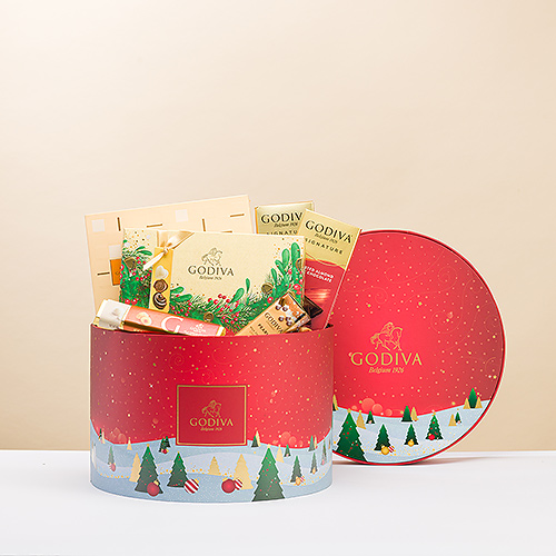 Cesta redonda Godiva Winter Wonderland